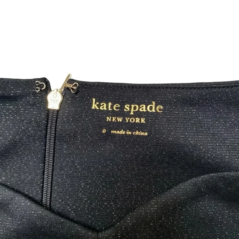 Kate Spade Sparkle Ponte Black Fit Flare Cocktail Dress Size 0